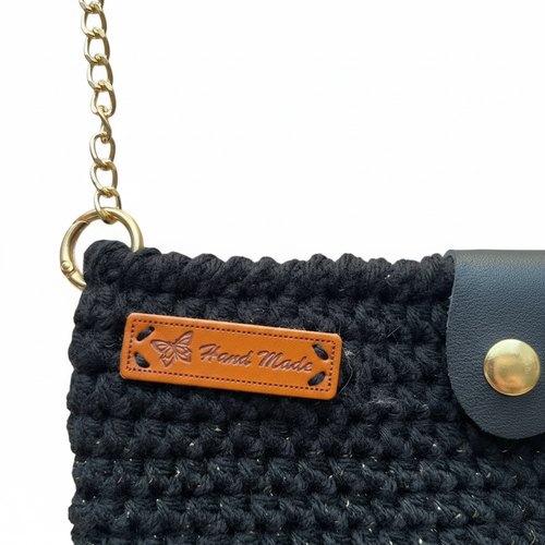 Black Shimmer Crochet Bag - Detail Shot