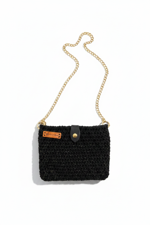 Black Shimmer Crochet Bag - Full Shot