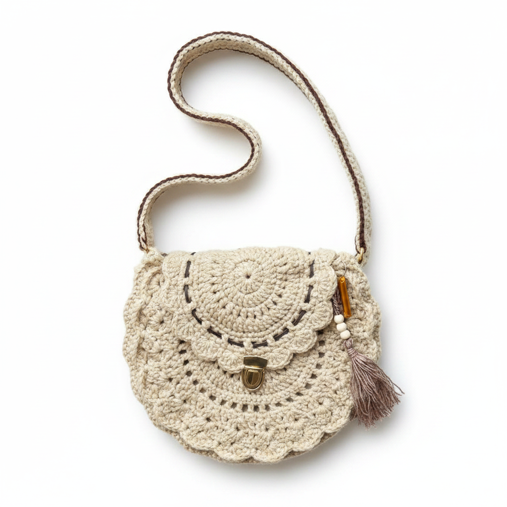 Cream Lace Crochet Bag - Full Shot
