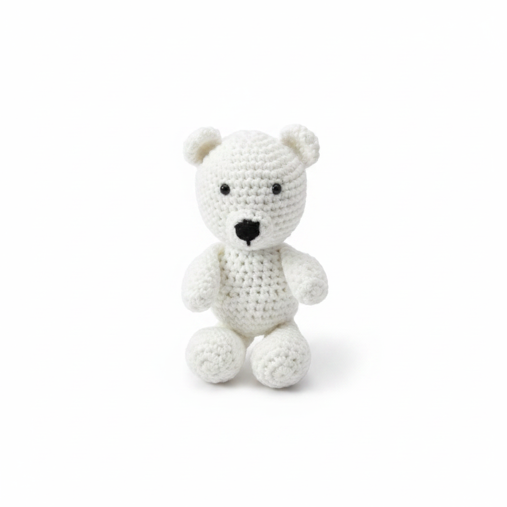 Handmade Crochet Teddy Bear - White Background