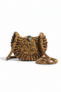 Mocha Gold Spiral Crochet Crossbody Bag