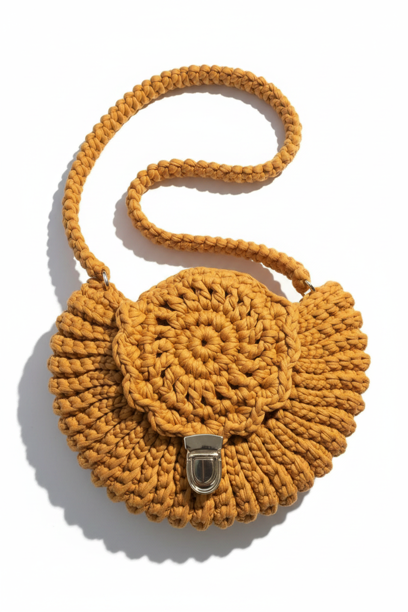 Sunflower Spiral Crochet Crossbody Bag