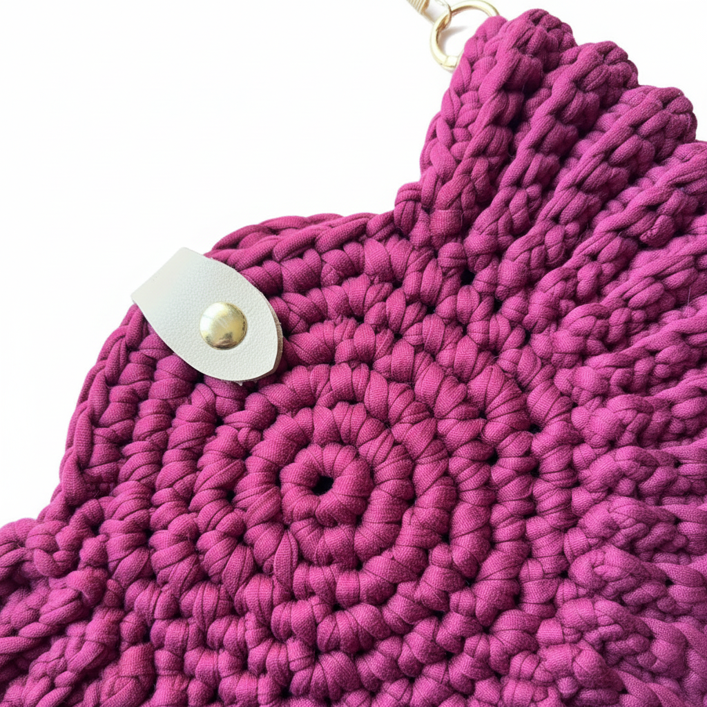 Magenta Spiral Crochet Bag - Detail Shot
