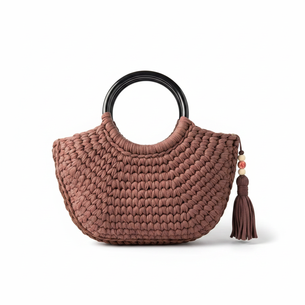 Two-Tone Mauve Crochet Bag - Shot 1